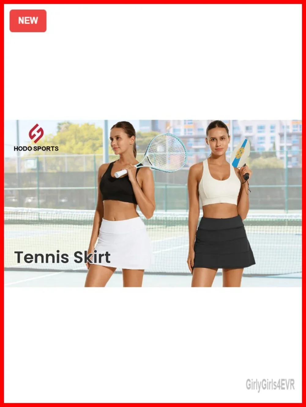 Pleated Tennis Skort with Built-in Shorts, 3 Pockets, Athletic Golf Skirt